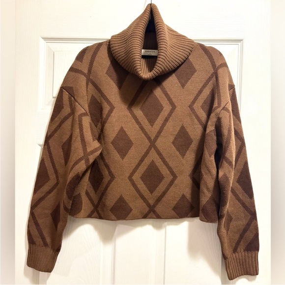 Aritzia Babaton Guell Sweater Merino Wool Turtleneck Pinecone Brown Cocoa Small - Picture 4 of 13